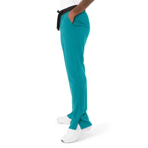 Miniatura 46 de ave. Varick - Pantalón médico de tiro medio para mujer, pierna recta, seis bolsillos, color azul caribeño, talla S