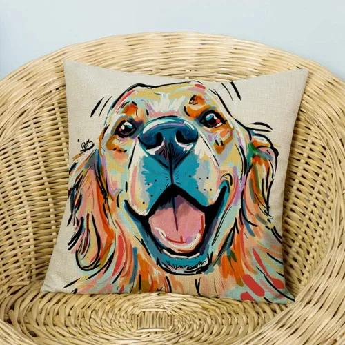 Miniatura 2 de Funda de almohada Golden Retriever de 18 x 18 pulgadas, regalos para amantes de los perros, mujeres, regalos únicos de decoración del hogar