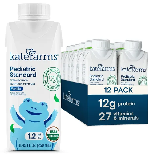 Miniatura 12 de KATE FARMS - Batido de nutrición pediátrica orgánica de chocolate alto en calorías 1.2, 12g de proteína, 27 vitaminas y minerales, reemplazo