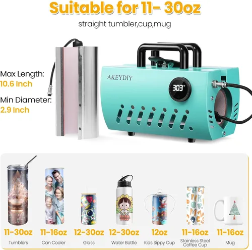 Miniatura 4 de AKEYDIY Prensa de calor para vasos de 10-30 oz, máquina de prensa para tazas y vasos, transferencia de calor por sublimación para vasos delgados