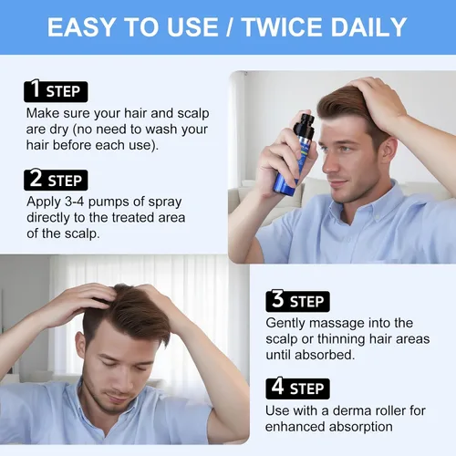 Miniatura 4 de Spray de minoxidil al 5% para hombres y mujeres, paquete de 7, impregnado con biotina, crecimiento de la barba, tratamiento extra fuerte