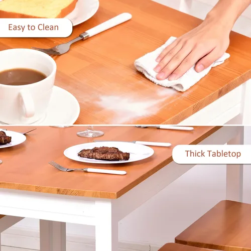 Miniatura 2 de HOMCOM Juego de mesa de comedor para 4, 5 piezas, mesa de cocina moderna y sillas, juego de comedor de madera para espacios pequeños, rincón
