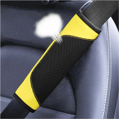 Miniatura 7 de BESULEN - Juego de 2 almohadillas para cinturón de seguridad de auto, protector de correa de hombro de malla de cuero universal, almohadilla de Rojo