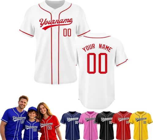 Miniatura 26 de Camiseta de béisbol personalizada, nombre del equipo, número de equipo, logotipo, camisetas impresas cosidas, uniformes deportivos, regalos