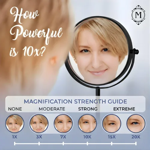 Miniatura 5 de MIRRORVANA Espejo de maquillaje con aumento 10X en soporte redondo para mesa, escritorio de tocador de dormitorio y encimera de baño, espejo