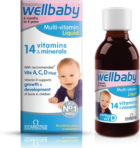 Vitabiotics Wellbaby - Líquido multivitamínico para el sistema inmunológico para bebés y bebés de 6 meses a 4 años - 5.1 fl oz