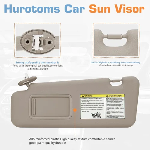 Miniatura 3 de Visera solar izquierda del lado del conductor con luz para Toyota Highlander 2008 2009 2010 2011 2012 2013, repuesto para 74320-48500-B0, beige