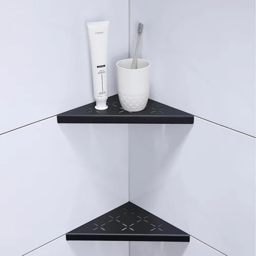 Miniatura 16 de Estante esquinero para ducha, paquete de 2 estantes de ducha de acero inoxidable SUS304 para paredes de azulejos, estante organizador de estante