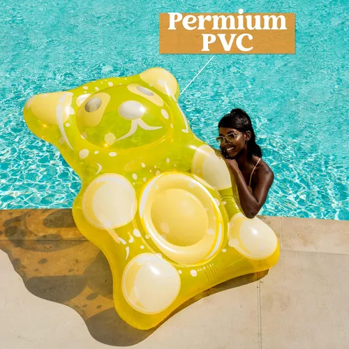 Miniatura 8 de SLOOSH Flotadores inflables de oso de goma de 60 pulgadas para piscina, divertidos flotadores para piscina, juguetes para decoración de fiesta