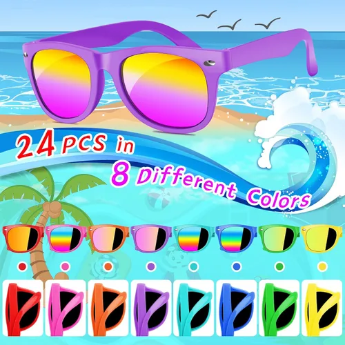 Miniatura 14 de Gafas de sol para niños a granel – Paquete de 16 recuerdos de fiesta de neón para niños y niñas de 3 a 8 años – Suministros para fiestas