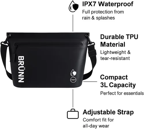 Miniatura 4 de BRÜNN Bolsa seca impermeable Bolsa seca flotante con clasificación IPX7 con bolsillo con cremallera, organizador de equipo duradero, ligero y a