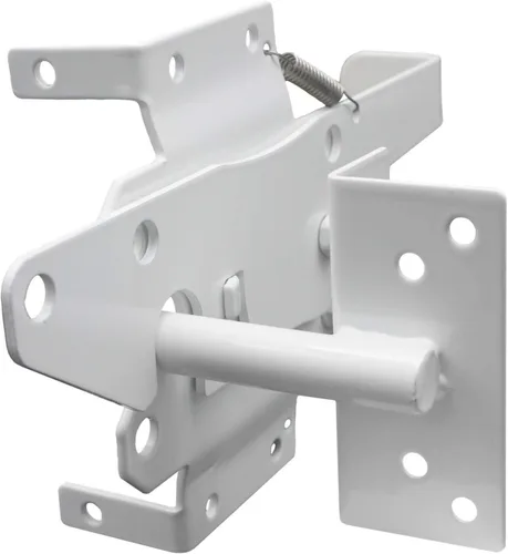 Jake Sales Pestillo de puerta de vinilo blanco (para vinilo, madera, PVC, etc.), pestillo de puerta de valla con accesorios de montaje. Los