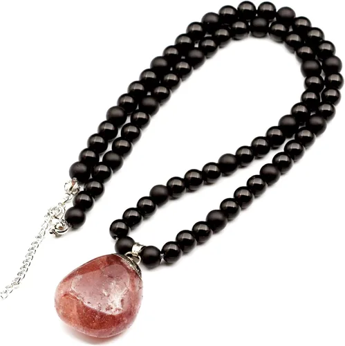 Miniatura 112 de Colgante de turmalina cruda natural, Collar de cuentas de ónix negro genuino, Collar de piedra negra, Collar de piedras preciosas, Cuentas de 0.315