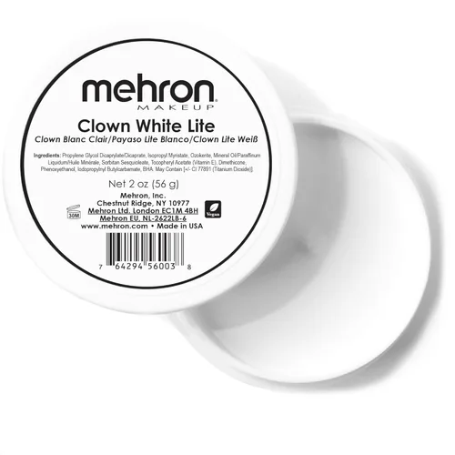 Miniatura 7 de Mehron Makeup Clown White Lite Pintura profesional para la cara y el cuerpo Maquillaje de payaso en crema blanca, escenario, película, cosplay