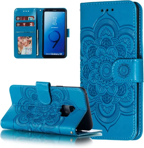 EYZUTAK Funda de cuero con diseño de mandala para Samsung Galaxy S8, con tapa y ranuras para tarjetas, soporte magnético, funda protectora ultra