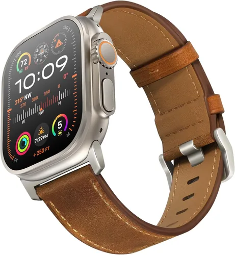 Miniatura 12 de UUPWPOKT - Correa de cuero compatible con Apple Watch Ultra 3/2/1 de 49/46/45/44/42 mm, correa de cuero genuino para iWatch Ultra Series 11 10 9 8 7