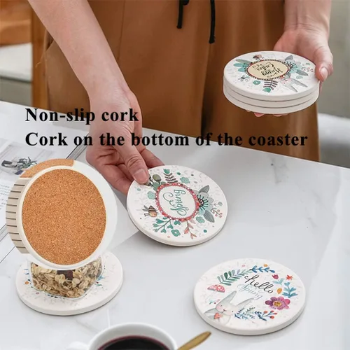 Miniatura 5 de 12 piezas de azulejos de cerámica para manualidades, posavasos de piedra absorbente para manualidades, azulejos blancos de cerámica de 4 pulgadas