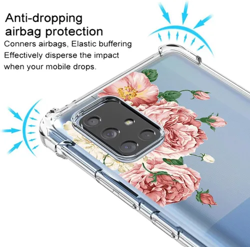 Miniatura 5 de Osophter Funda para Samsung Galaxy A71 5G (no para Verizon A71 5G UW), diseño floral de flores para niñas y mujeres, absorción de golpes, flexible