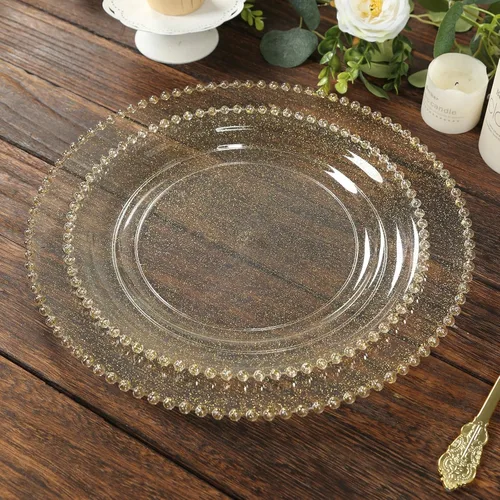 Miniatura 51 de Efavormart - Paquete de 10 platos de postre de plástico transparente rubor con borde de cuentas, platos redondos desechables para ensalada, 8