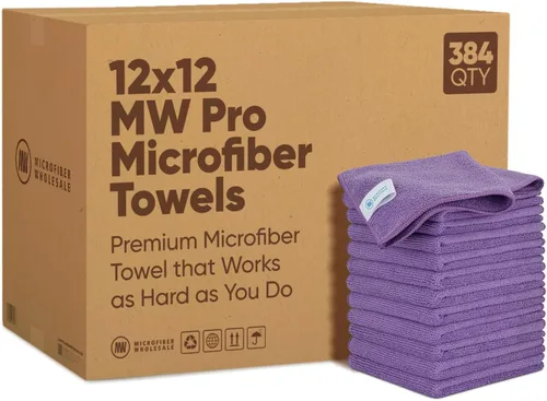 Miniatura 13 de MW Pro Bulk Paños de limpieza de microfibra al por mayor Amarillo - Caja: cantidad 384 Tamaño 12" x 12" Toallas de microfibra premium