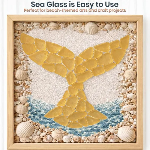 Miniatura 5 de Vidrio de mar para manualidades – Decoración de cristal de mar de miel dorada de 11 onzas, vidrio de playa para manualidades, vidrio de mar