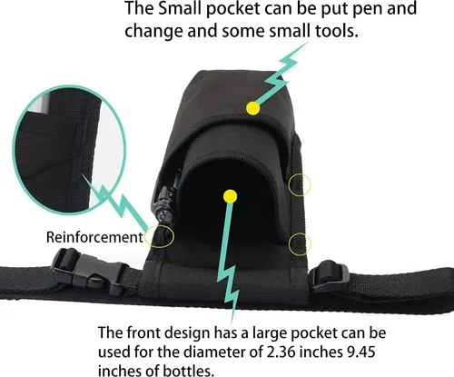Miniatura 2 de Funda profesional para terapeuta de masaje con cinturón ajustable, bolsa para botella de masaje, funda de loción de masaje, negro (XJ-1KD)