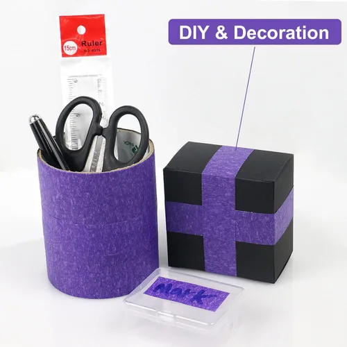 Miniatura 7 de BOMEI PACK Cinta adhesiva púrpura para pintor, 1" x 60 yardas x 6 rollos (360 yardas en total) - Cinta de pintura para paredes, automotriz