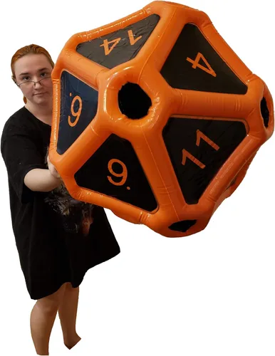 Miniatura 4 de Black Bazaar Dados grandes D20 inflables extra grandes gigantes para juegos DND RPG de mesa Juego de rol Calabozos y dragones Negro y rojo