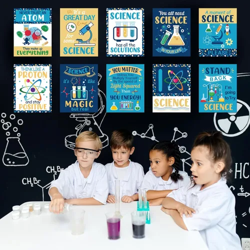 Miniatura 6 de Zonon Juego de 10 carteles de decoración de aula de ciencias y póster para profesores, científicos, tablón de anuncios, pósteres de laboratorio