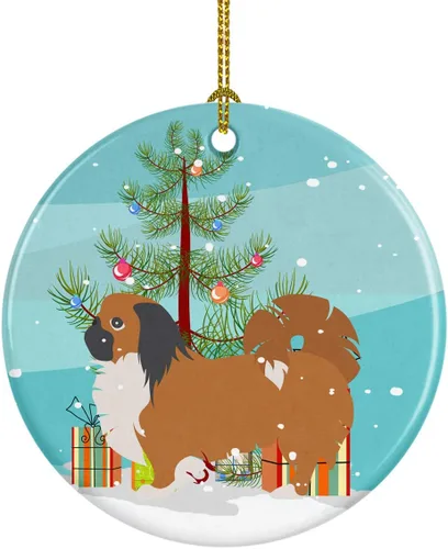Miniatura 90 de Caroline's Treasures Bulldog inglés «Merry Christmas» adorno de cerámica para árbol de Navidad, decoración colgante para el hogar, Navidad, fiestas