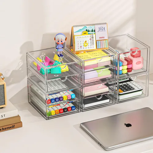 Miniatura 6 de caktraie - Organizador de maquillaje acrílico versátil, organizador de cajones - Almacenamiento de escritorio transparente para cosméticos