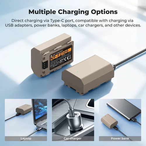 Miniatura 5 de K&F CONCEPT Paquete de 2 baterías NP-FZ100, baterías USB-C de carga rápida A7iii compatibles con cámaras Sony A7iii A7iv A6600 A6700 ZV-E1 FX3 FX30