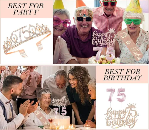 Miniatura 38 de Decoraciones de cumpleaños de 30 años para ella, banda y corona de cumpleaños de 30 años, adorno para pastel de cumpleaños y velas, tarjeta