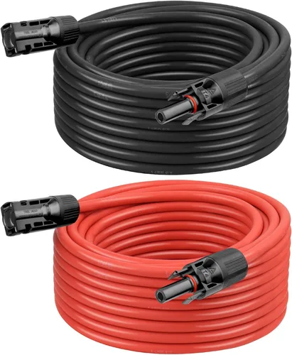 Miniatura 9 de Cable de extensión solar de 10 AWG de 2 pies negro + 2 pies de rojo, cable de panel solar de calibre 10 macho a hembra, alambre de cobre estañado