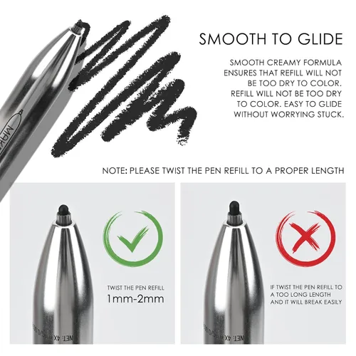 Miniatura 6 de Lápiz de maquillaje de viaje 4 en 1, delineador de ojos en blanco y negro, lápiz de cejas en marrón, resaltador, deslizamiento suave, fácil de C-4