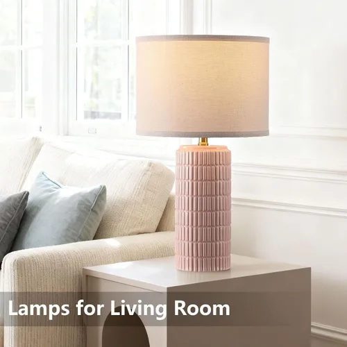 Miniatura 6 de Juego de 2 lámparas de mesa modernas de cerámica, lámpara de noche para decoración de dormitorio, lámpara de mesita de noche con 3 temperaturas