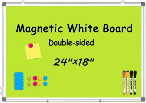 Miniatura 15 de Pizarra blanca de doble cara, marco de aluminio negro, pizarra magnética de borrado en seco de 24 x 18 pulgadas para pared, pizarra blanca montada