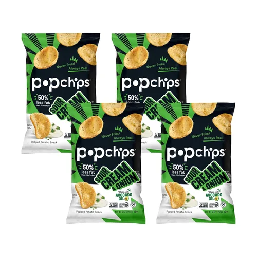 Miniatura 25 de Popchips Paquete variado de papas fritas, porciones individuales de 0.8 onzas (paquete de 24), 4 sabores: 8 sal marina, 8 barbacoa, 4 crema agria