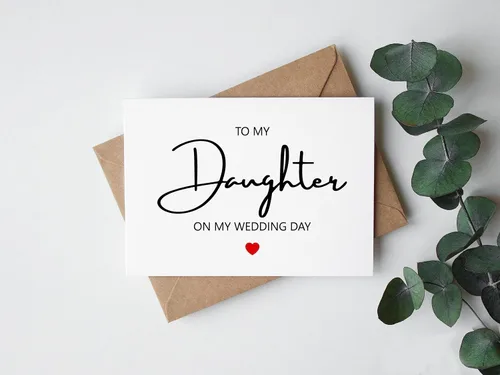 Miniatura 2 de Tarjeta para el día de la boda con texto en inglés "To My Daughter To My Daughter", tarjeta para hija en el día de mi boda, tarjeta de felicitación