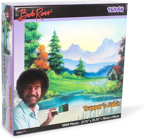 Miniatura 2 de Bob Ross Trapper's Cabin Nature Puzzle para adultos y niños Tablero de rompecabezas de 1000 piezas de Countryside Lake House Rompecabezas