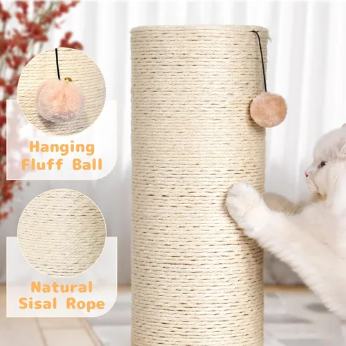 Miniatura 4 de KAMABOKO Rascador para gatos de 29.5 pulgadas, poste rascador de sisal natural de 7.5 pulgadas de diámetro ultra grande, resistente a los arañazos
