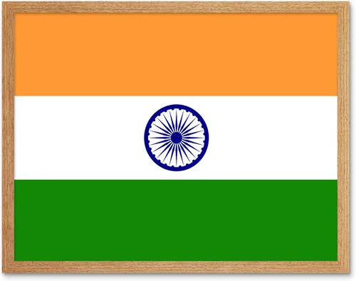 Artery8 Póster enmarcado de la bandera nacional de la India, bandera patriótica, bandera mundial, región del país, decoración de pared, 12 x 16