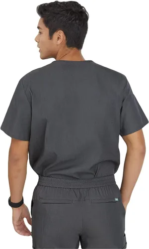 Miniatura 5 de Mediclo Camisa médica médica para hombre - Crevan Essential 3 bolsillos Eco amigable con el medio ambiente FYSEL tela con cuello en V camisa ropa