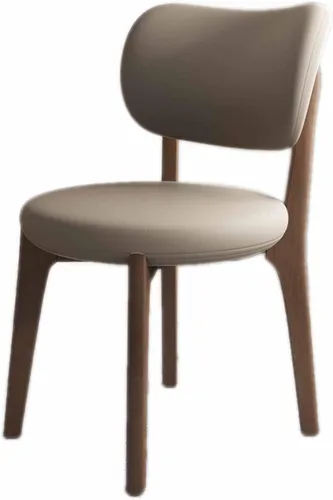 Miniatura 10 de Juego de 2 sillas de comedor tapizadas de cuero suave, sillas de comedor de madera maciza, con asiento acolchado y patas de madera para cocina, sala