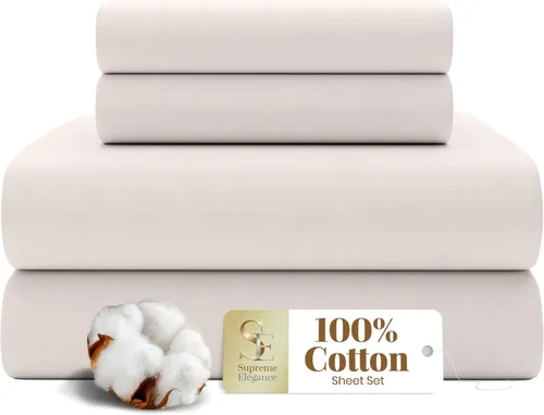 Miniatura 10 de SUPREME ELEGANCE Juego de sábanas de cama individual 100% algodón - Blanco ártico, ropa de cama de percal de 3 piezas, sábanas transpirables frescas
