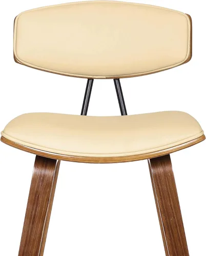 Miniatura 12 de Armen Living Fox - Taburete de bar moderno de mediados de siglo de piel sintética color crema y madera de nogal de 25.5 pulgadas Piel sintética