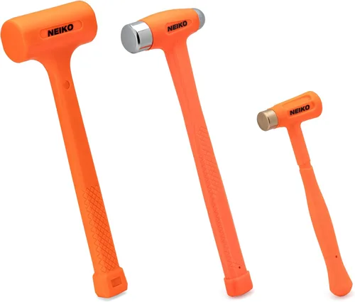 Miniatura 17 de NEIKO 02849A - Martillo de soplado muerto de 4 libras, naranja neón Moldeado unibody Agarre a cuadros Resistente a chispas y rebote