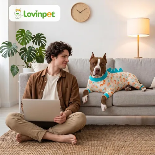 Miniatura 7 de LovinPet Pijama para perros grandes, pijama para perros grandes, camisa antilamida, ligera, estampado de melocotón coral, camisa de protección UV