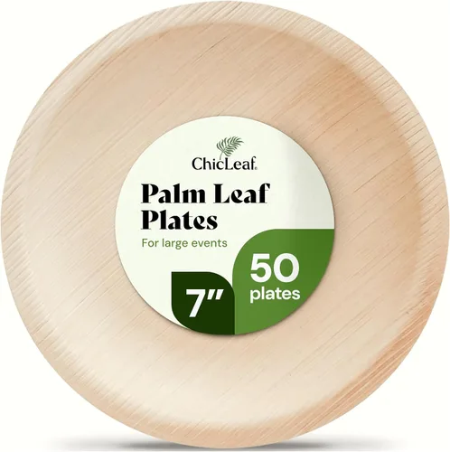 Miniatura 9 de Chic Leaf Platos de hoja de palma de 6 pulgadas, paquete de 50 platos desechables para aperitivos y postres totalmente compostables, vajilla