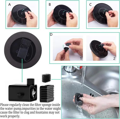Miniatura 6 de Fuente solar para baño de pájaros, bomba de fuente con energía solar de 1.5 vatios, bombas de agua flotantes para jardín, patio, estanque y piscina